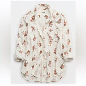 Aerie Cindy Lou Off Duty Flannel PJ Top Medium NWT